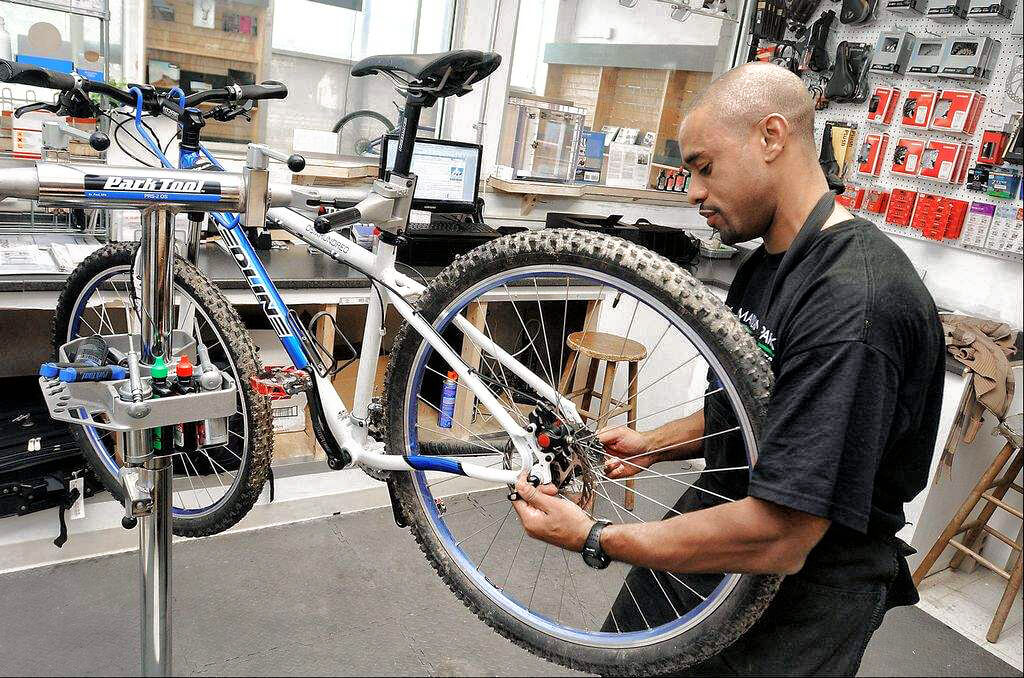 The bike being repaired